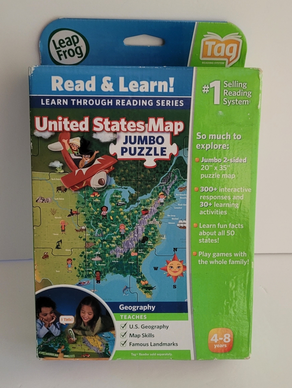 Leap Frog Interactive Jumbo Puzzle United States Map Tag Reading Geography New